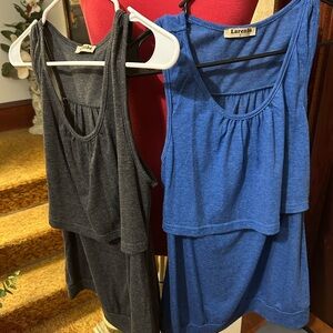 Set of Two Small,Women's Nursing Tank Tops - Blue and Gray